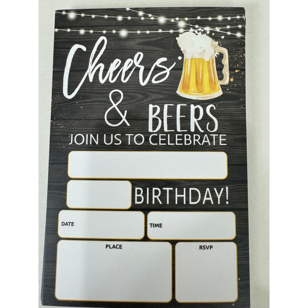NWT 20 Pack Party Invitation Cheers & Beers Birthday Adult